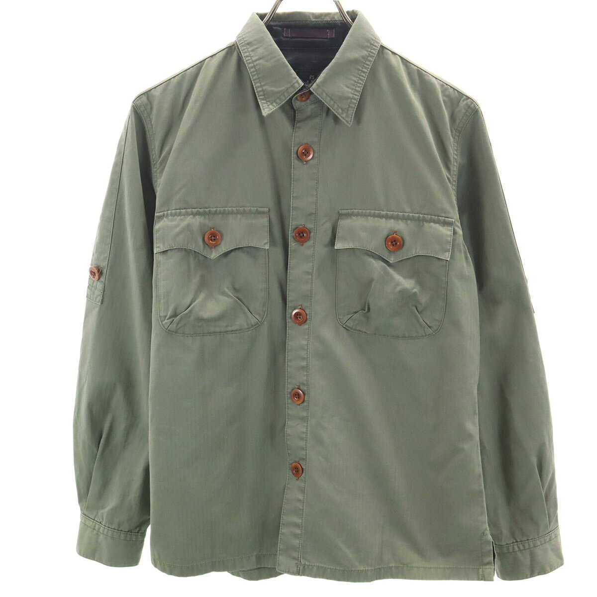 Casual Shirts - 古着 PS Paul Smith ピーエスポールスミス 日本製 長袖 ミリタリーシャツ M オリーブ系 メンズ 【中古】