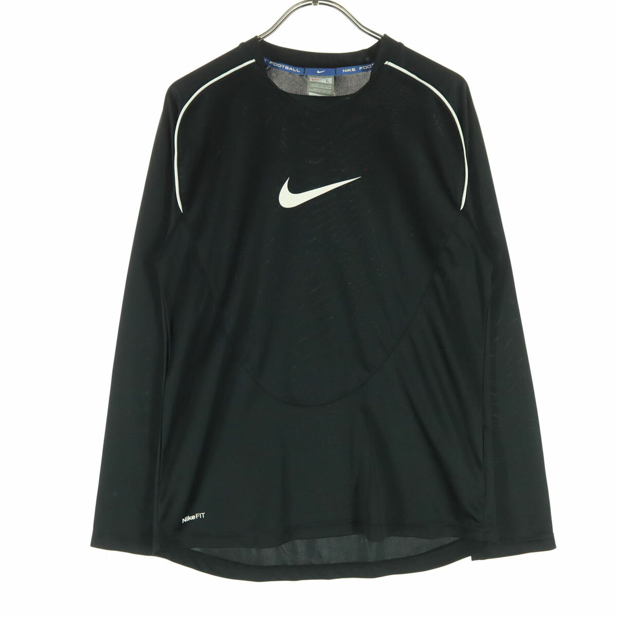 Long-Sleeved - 古着 NIKE ナイキ ワンポイントロゴ フットボール 長袖 トレーニングウェア L ブラック メンズ 【中古】