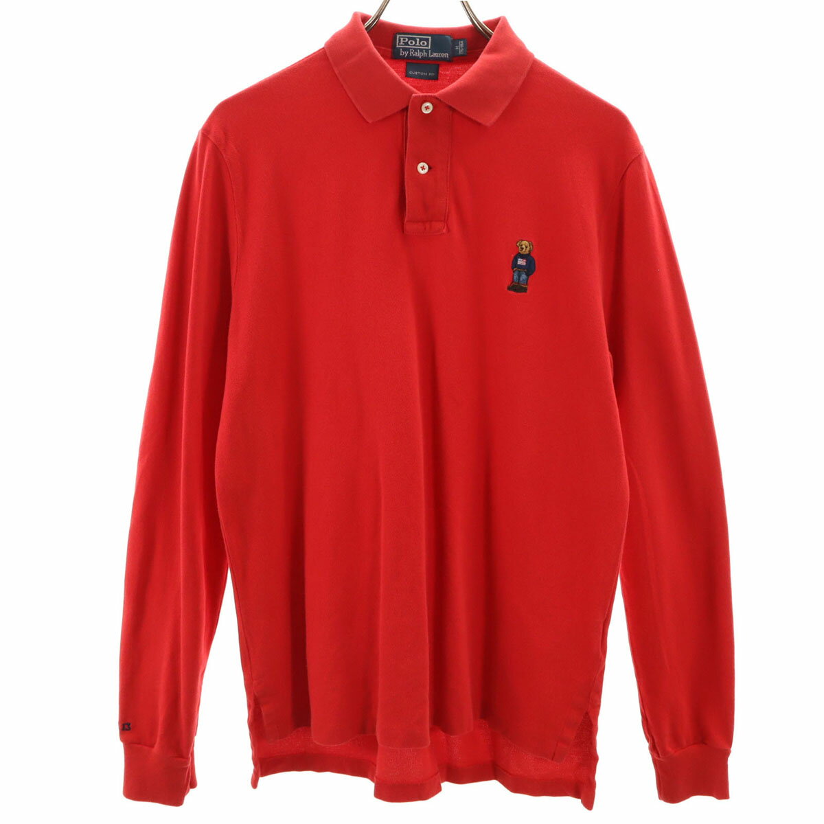 古着 Polo by Ralph Lauren ポロバイラルフローレン ポロベア 長袖 ポロシャツ M レッド 鹿の子 メンズ 【中古】
