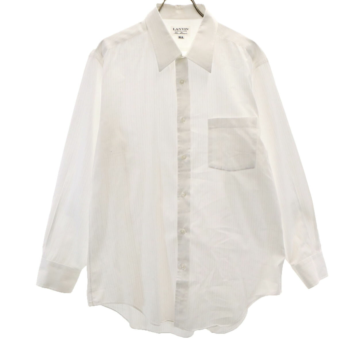 樂天商城 - 古着 LANVIN ランバン 日本製 ストライプ柄 長袖 ワイシャツ ホワイト メンズ 【中古】