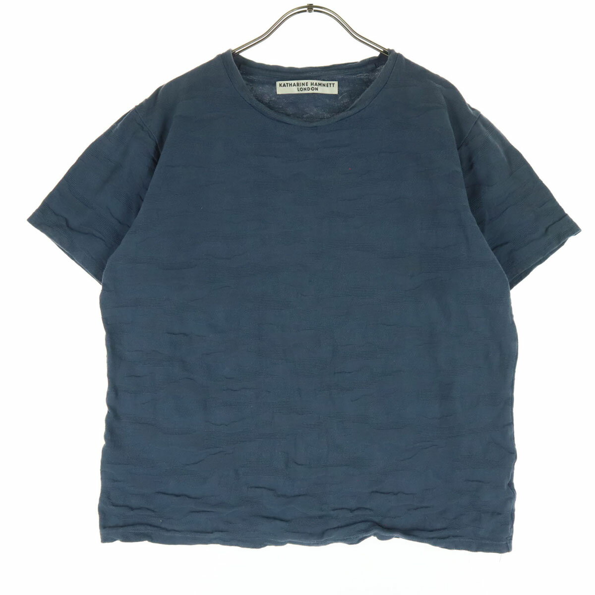 樂天商城 - 古着 KATHARINE HAMNETT LONDON キャサリンハムネットロンドン 日本製 コットン 総柄 半袖 Tシャツ XL ネイビー系 レディース 【中古】