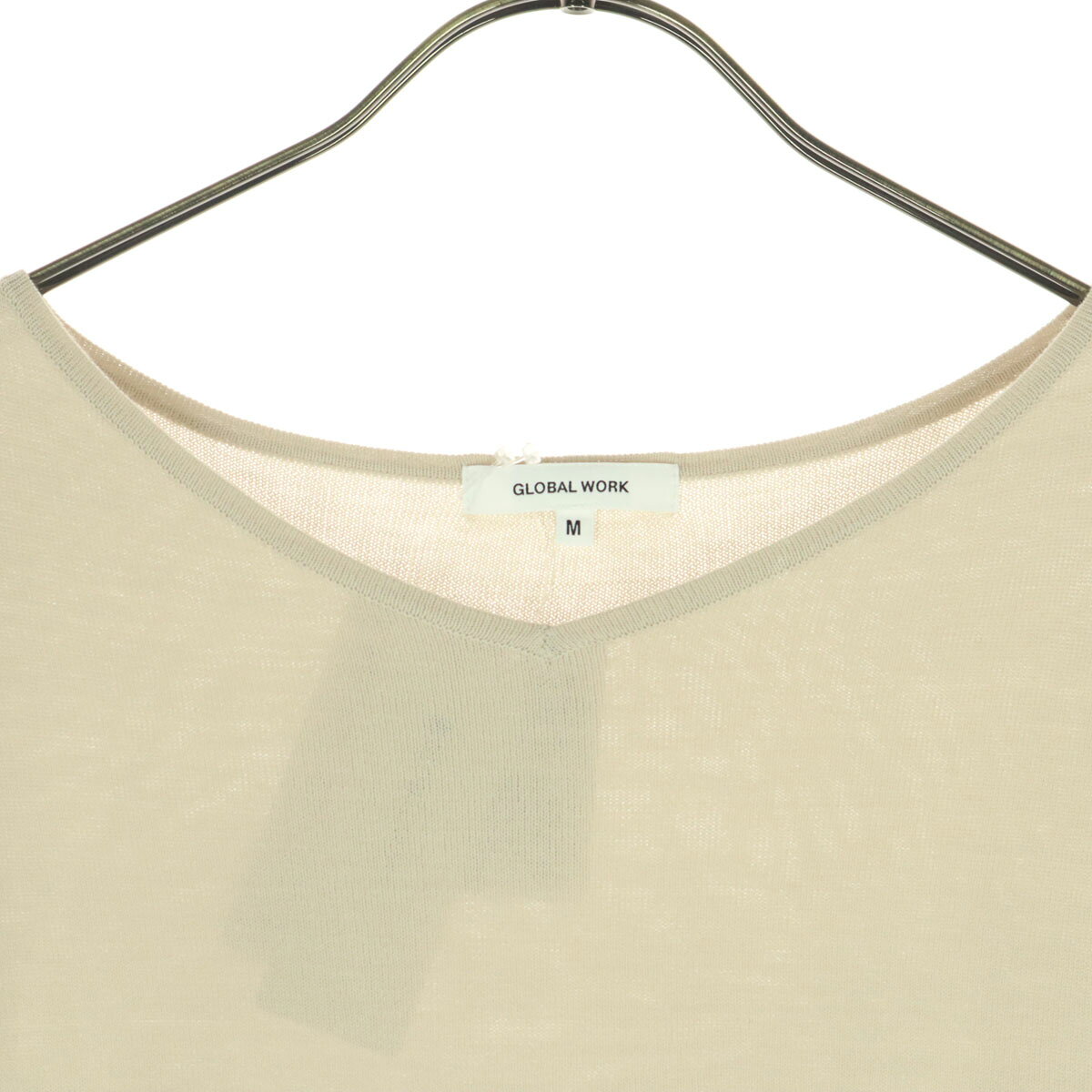 古着 GLOBAL WORK グローバルワーク 半袖 ニット Tシャツ M ベージュ レディース 【中古】 【PD】 space01-10755128 古着、USED専門百貨店BIG2nd サンプル画像3