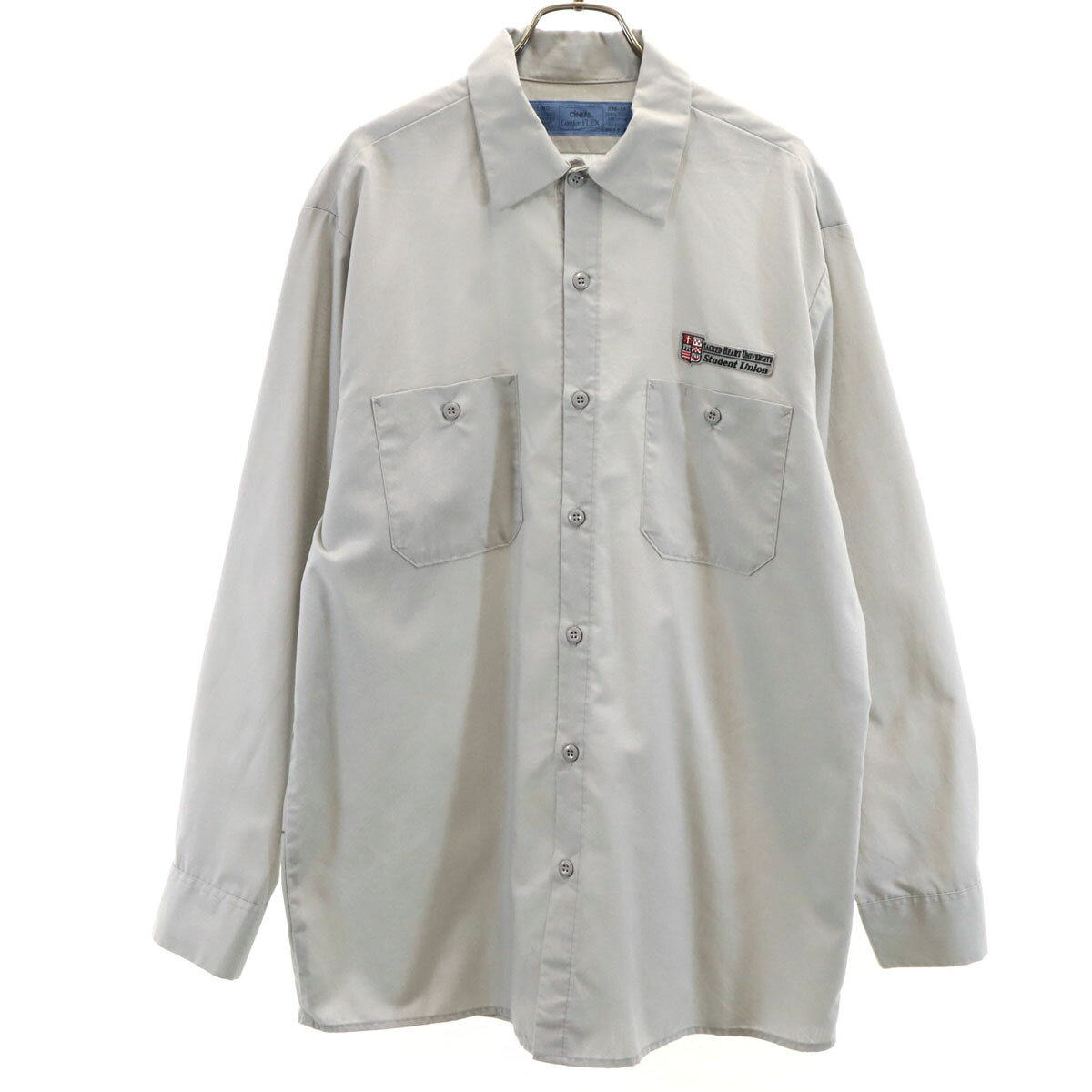 古着 CINTAS シンタス 長袖 ワークシャツ L グレー メンズ 