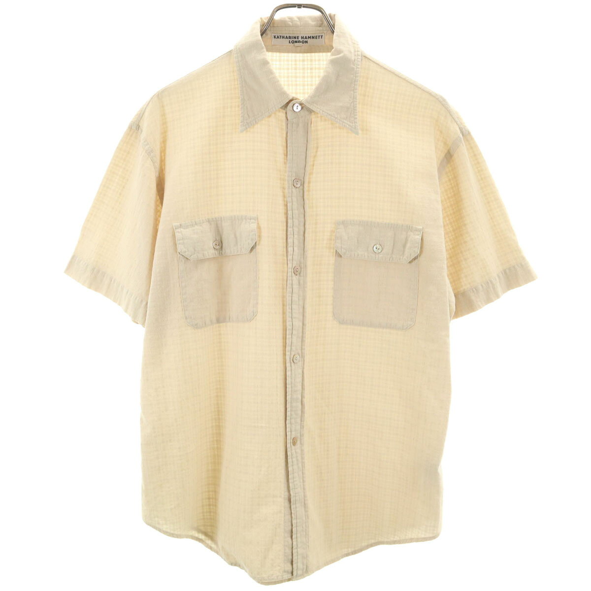 古着 KATHARINE HAMNETT LONDON キャサリンハムネットロンドン 日本製 半袖 シャツ L ベージュ系 メンズ 
