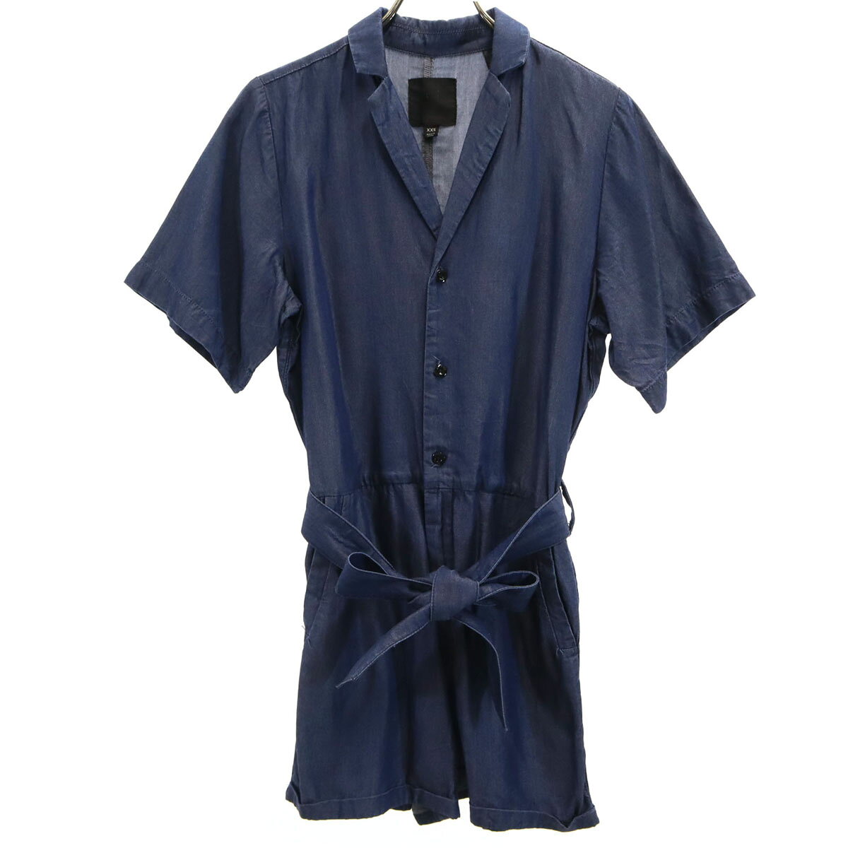 古着 G-STAR RAW ジースターロウ ブロンソン ショート ジャンプスーツ シャンブレー 半袖 オールインワン XXS ネイビー つなぎ レディース 【中古】