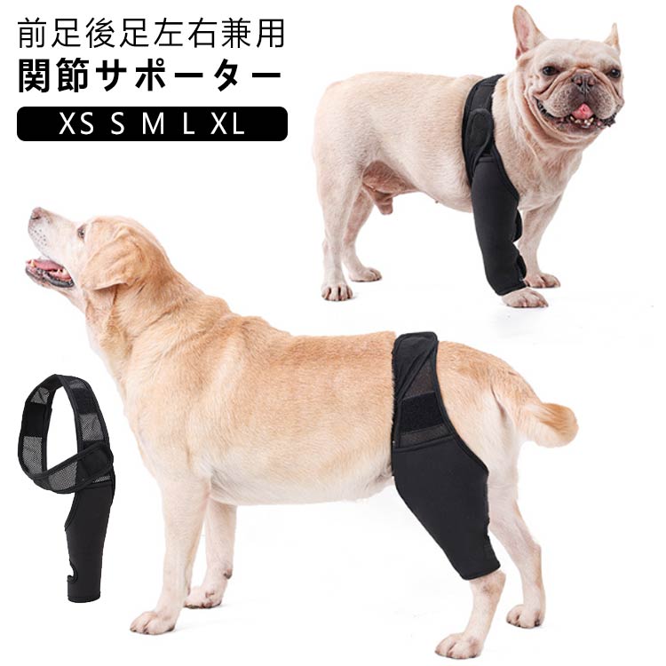 【関節サポーター】【前足後足左右兼用】【XS S M L XL】マジックテープを巻きつけるだけ装着できる、ペットの体型によって調節簡単な関節プロテクター。手術、靭帯損傷および慢性関節炎がある子には痛みの軽減。足の傷口を噛んだり舐めたりするのを防ぐ。捻挫や関節炎などのトラブルを予防し、また老犬に弱った筋力の回復を補助しできます。冷え対策に!薄く通気性の良い素材を採用で、ひじのサポー夕ー感を損ねることなく軽量化を実現できます。【幅広い場面で活躍】・足の傷口を噛んだり舐めたりするのを防ぐ・カテーテルの保護に・弱めた関節と筋肉をサポート・関節に炎症がある子には痛みの軽減・冷え対策に ・床ずれの予防 サイズ XS S M L XL サイズについての説明 【XS】足長さ13 太股回り12-14 膝周り9-11 足首回り7-9 【S】足長さ18 太股回り17-20 膝周り11-14 足首回り9-12 【M】足長さ21 太股回り22-27 膝周り14-18 足首回り8-13 【L】足長さ23 太股回り28-32 膝周り17-22 足首回り13-16 【XL】足長さ29 太股回り29-34 膝周り20-23 足首回り14-17 ※サイズは手作業で測定されますので、多少の誤差が生じる場合がございます。 素材 ポリエステル ナイロン 色 ブラック 備考 ●サイズ詳細等の測り方はスタッフ間で統一、徹底はしておりますが、実寸は商品によって若干の誤差(1cm~3cm )がある場合がございますので、予めご了承ください。 ●製造ロットにより、細部形状の違いや、同色でも色味に多少の誤差が生じます。 ●パッケージは改良のため予告なく仕様を変更する場合があります。 ▼商品の色は、撮影時の光や、お客様のモニターの色具合などにより、実際の商品と異なる場合がございます。あらかじめ、ご了承ください。 ▼生地の特性上、やや匂いが強く感じられるものもございます。数日のご使用や陰干しなどで気になる匂いはほとんど感じられなくなります。 ▼同じ商品でも生産時期により形やサイズ、カラーに多少の誤差が生じる場合もございます。 ▼他店舗でも在庫を共有して販売をしている為、受注後欠品となる場合もございます。予め、ご了承お願い申し上げます。 ▼出荷前に全て検品を行っておりますが、万が一商品に不具合があった場合は、お問い合わせフォームまたはメールよりご連絡頂けます様お願い申し上げます。速やかに対応致しますのでご安心ください。