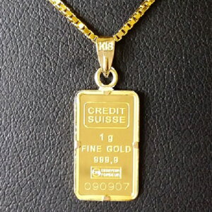 【送料無料】【純金インゴットネックレス】24金スイスクレジットリバティー5g18金ねじ枠