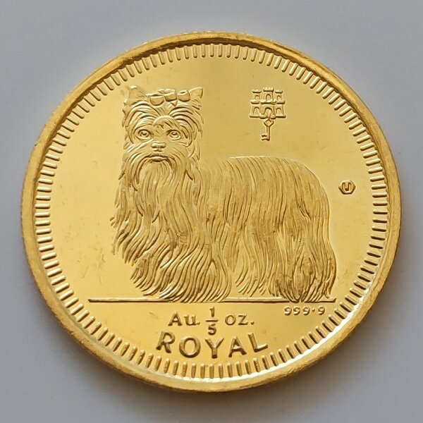 24金 ロイヤルドック金貨（犬） 1/5オンス 1997年製 英領ジブラルタル発行 保証書付 ゴールドコイン（訳あり）dog coin いぬ ロイヤル クラウン ドッグ 金貨 純金 コイン テリア