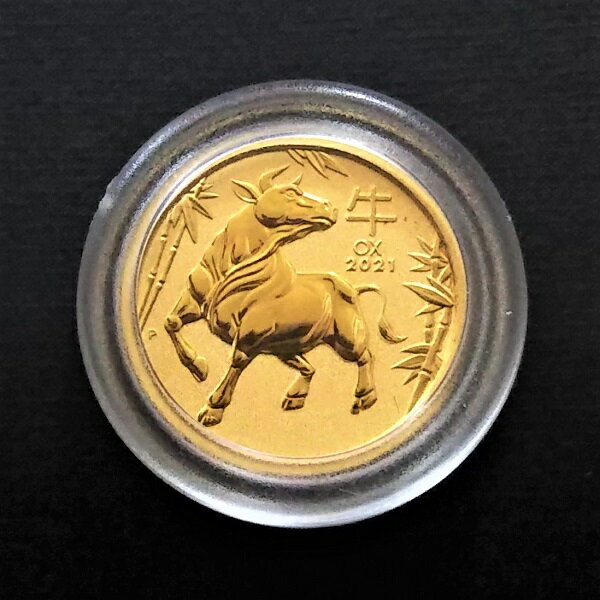 24金 干支金貨 丑（牛）1/20オンス 2021年製 お守り ゴールドコイン 干支十二支 ウシ コインケース入り