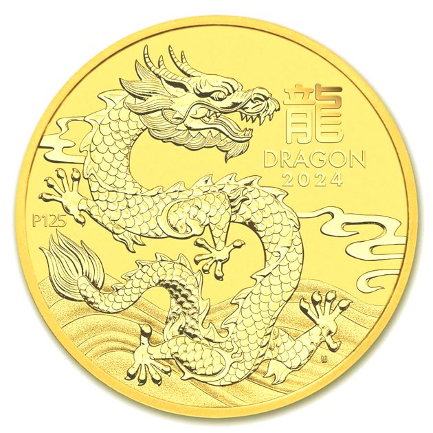 乐天商城 - 干支龍金貨 1/10オンス 2024年製 クリアケース入り 純金 コイン オーストラリアパース造幣局発行 3.11g K24 (99.99%) 24金 十二支 干支 龍 竜 ドラゴン Dragon 金貨 ゴールド 辰年 令和6年 Gold Coin