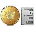 金 銀 セット メイプル 金貨 1g + スイス ヴァルカンビ シルバーバー 1g 純金 24金 コイン K24 カナダ ゴールド 純銀 シルバー インゴット ...