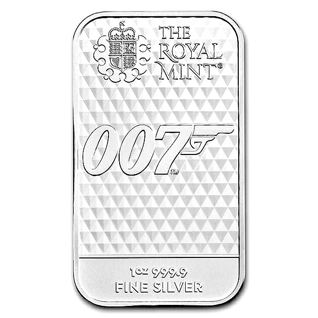 【純銀バー】007 ジェームズ・ボンド シルバーバー 1オンス ダイヤモンドは永遠に 純銀 インゴット イギリス王立造幣局発行 31.1g 品位 99.99% スパイ アクション 映画 ムービー シネマ イギリス 英国 延べ棒 Silver Ingot