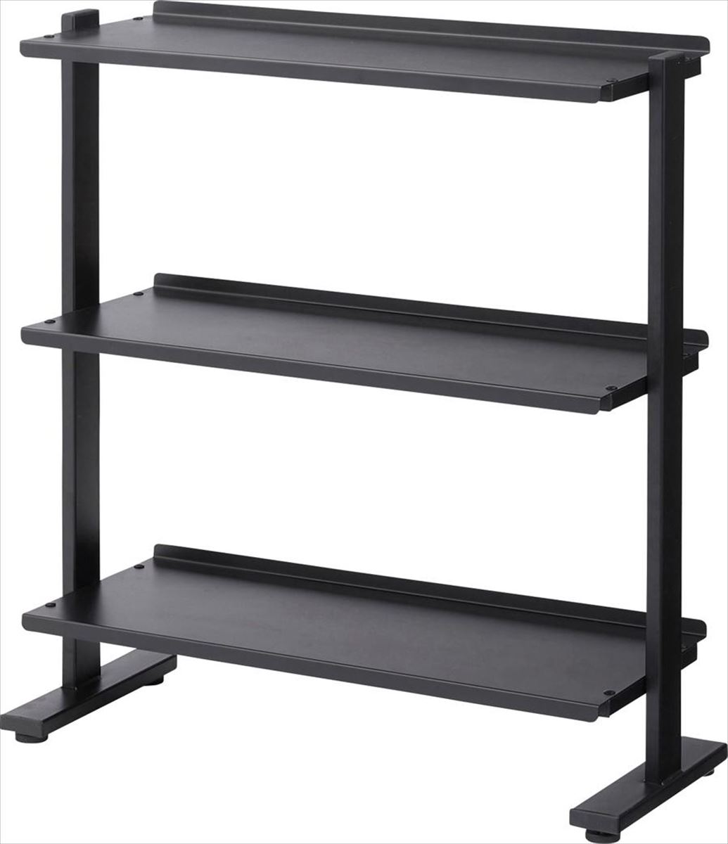 2WAYラック3D ブラック DIS-73BK ラック 3段 シェルフ 棚 収納棚 オープンラック 本棚 斜め 店舗ディスプレイ 什器 スチール シンプル