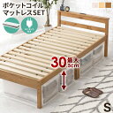 マットレス付シングルベッド すのこベッド ベッド 宮棚付き コンセント付き シングルサイズ ポケットコイル マットレスセット 萩原 布団 敷き布団対応 木製 床面 高さ調節 幅100 ベッド下収納 天然木 パイン材 おしゃれ 一人暮らし MB-5108S3302