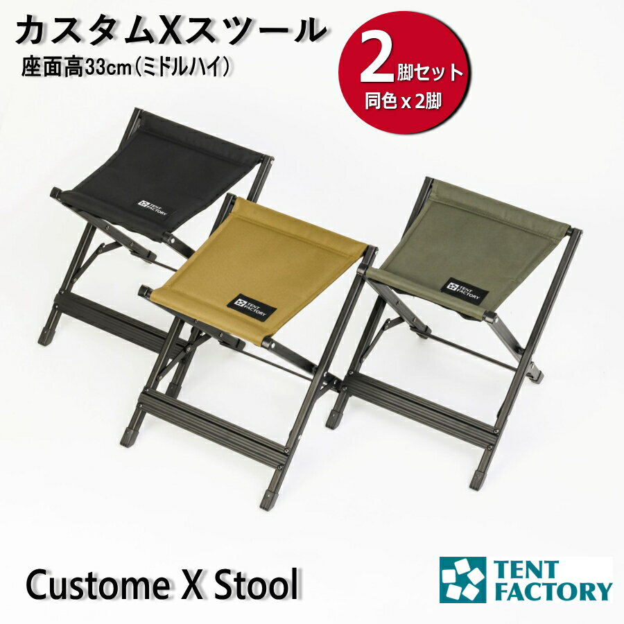【セットでお得】テントファクトリー カスタムXスツール 2脚セット アウトドアチェア シート高33cm ミ..