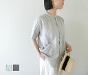 快晴堂(かいせいどう) 初秋まで着られるリネン 半袖スタンド背タックシャツ(52S-29)