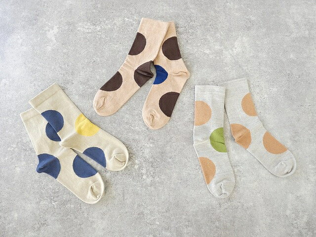樂天商城 - yahae(ヤハエ) Organic Cotton Rubber Free Asymmetry Dot Socks アシンメトリードットソックス(4-2015)