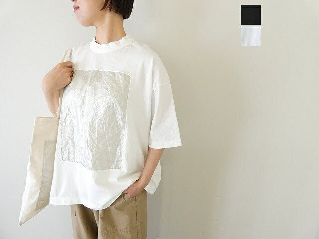 樂天商城 - 【ご予約】prit(プリット) 空紡天竺×リネン箔プリント5分袖フレームTシャツ(91605)