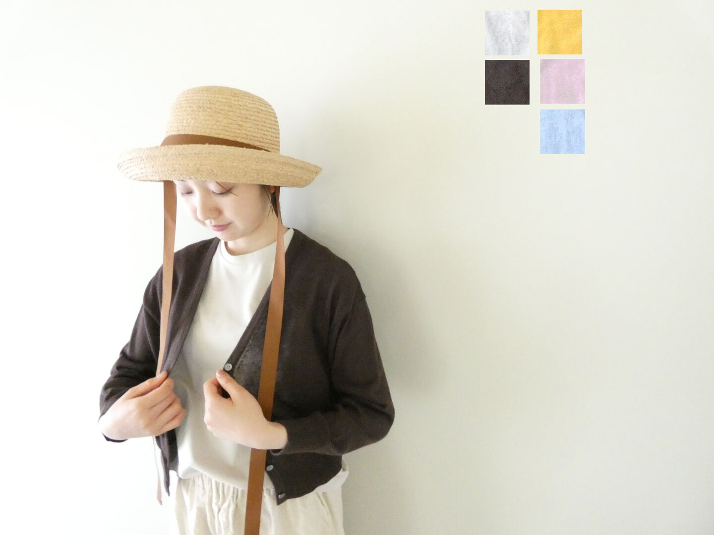Rakuten - mao made(マオメイド) リネンUVカットVネッククロップド丈カーディガン(611114)