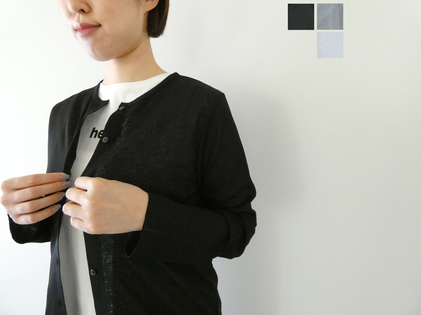 Rakuten - mao made(マオメイド) サラシャリフライスクルーネックカーディガン(631201)