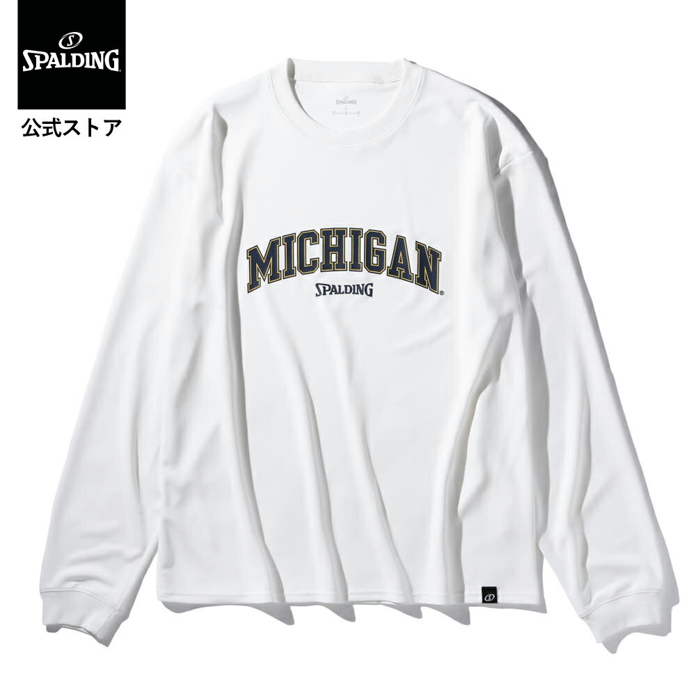 樂天商城 - 【公式】ロングスリーブTシャツ ミシガン アーチロゴ フロント SMT25142M SPALDING スポルディング バスケットボール バスケ バレー ウェア 練習着 メンズ レディース 男性 女性