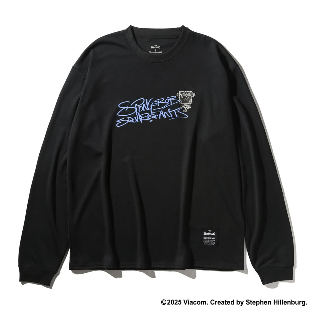 スポルディング公式 楽天市場店の【公式】ロングスリーブTシャツ スポンジ・ボブ グラフィティ SMT25155S SPALDING スポルディング バスケットボール バスケ バレー ウェア 練習着 メンズ レディース 男性 女性｜アングル3