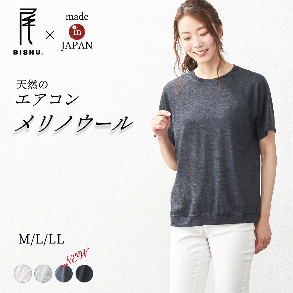 日本製 夏にも快適！ メリノウール 洗える 半袖 毛 ラグラン ティーシャツ tシャツ レディース トップス カットソー インナー クルーネック 春夏 夏服 夏物 無地 ベーシック ゆったり 大きいサイズ 体型カバー 秋冬 登山 ベースレイヤー