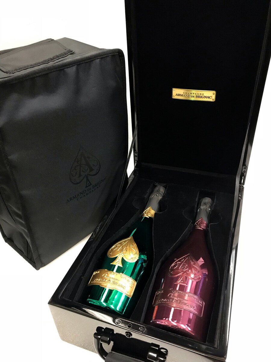 【限定品】アルマン・ド・ブリニャック 限定 ドゥミセック（赤）・マスターズエディション（グリーン） 2本セット 豪華専用ケース付き Armand de Brignac Champagne Demi-Sec、Limited Edition Green Bottle The Masters Tournament NV アルマンド シャンパン
