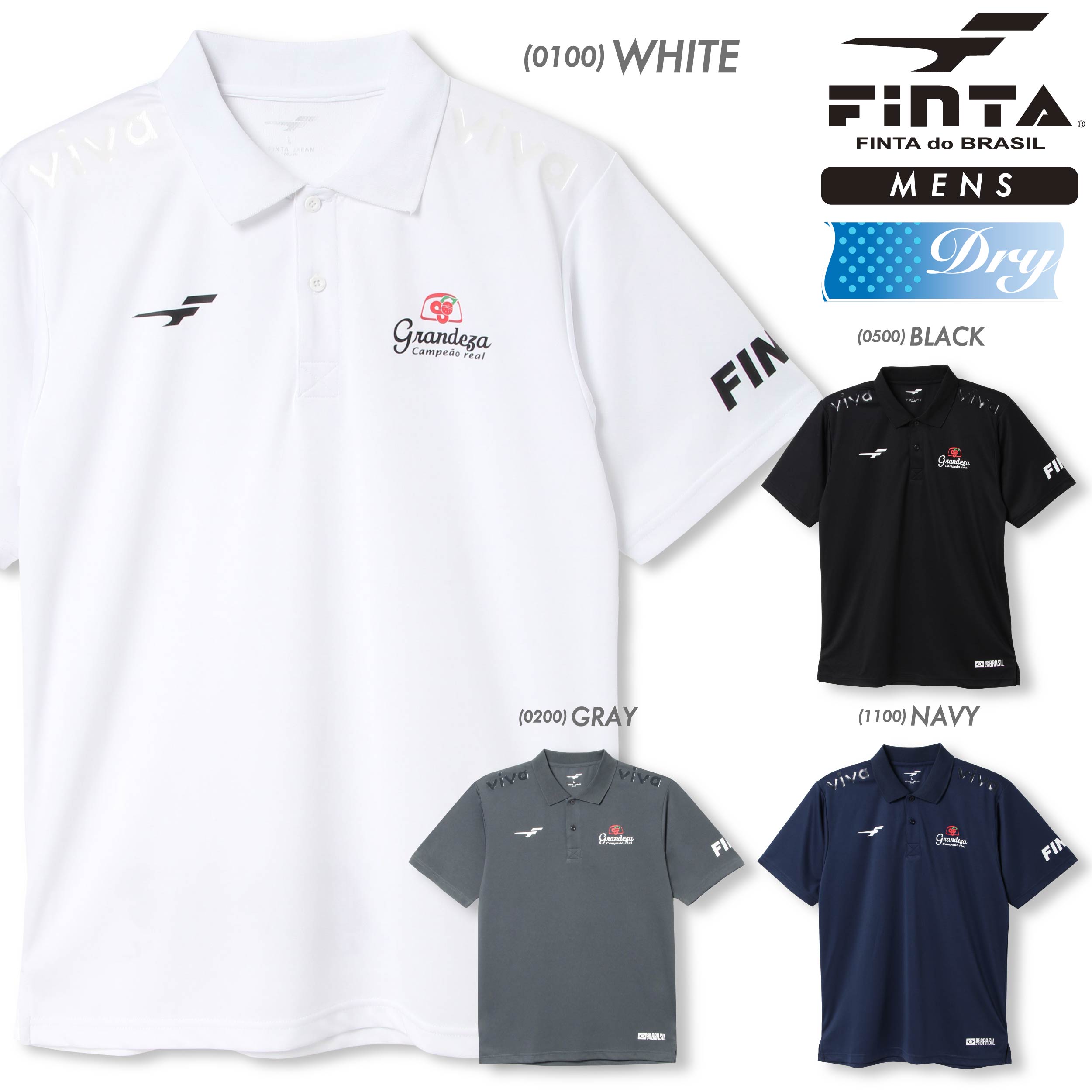 ポロシャツ メンズ（3000円程度） FINTA フィンタ サッカー フットサル メンズ ユニセックス 移動着 ドライポロシャツ 吸水速乾 ドライ FTE0013