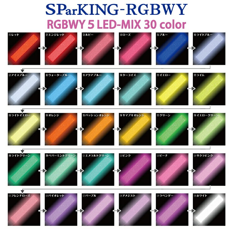SParKING-RGBWY(スパーキング)キラキラスティックWL30色5LED(RGBWY)搭載超高輝度単4電池式-WHITE(SParkON)