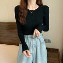 トップス ニットソー 長袖 ラウンドネック プルオーバー ミディアム丈 タイト かわいい 大人可愛い きれいめ シンプル 上品 おしゃれ かっこいい カジュアル...