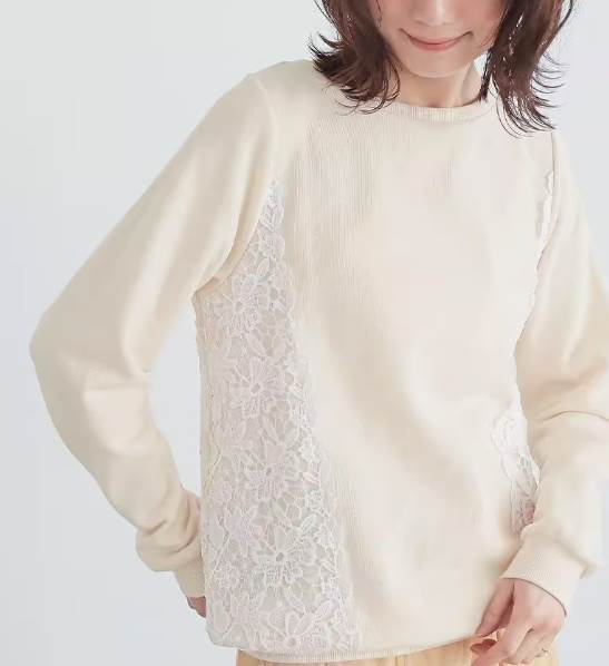 Other - レディース ロンT Aライン レース 刺繍 かわいい シンプル カジュアル レトロ ラフ ヴィンテージ キュート 都会的 クラシカル カントリー ナチュラル 無地 春 秋 冬 ママ マタニティ 送料無料