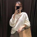 レディース トップス ニット セーター プルオーバー 長袖 ラウンドネック フェミニン ストリート 大人可愛い シンプル カジュアル おしゃれ かっこいい こな...