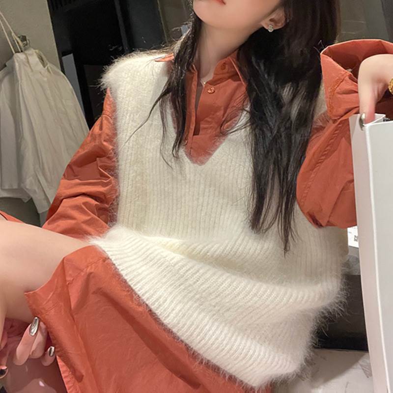 Rakuten - レディース ベスト プルオーバー ふわふわ きれいめ 上品 おしゃれ かっこいい カジュアル こなれ感 個性的 ラフ ルーズ 主役級 存在感 秋 冬 ベーシック ナチュラル クール キュート ガーリー 無地 送料無料