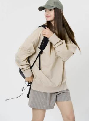 Rakuten - レディーストレーナー 長袖 ノーカラー ワイド オーバーサイズ ストリート 中厚手 シンプル カジュアル おしゃれ かっこいい ラフ マニッシュ ボーイッシュ スポーティー ルーズ ベーシック 春 秋 無地 送料無料