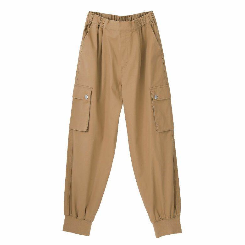 レディース パンツ ストレッチパンツ ウエストゴム ポケット 大人可愛い きれいめ シンプル 上品 おしゃれ かっこいい カジュアル こなれ感 オールシーズン ベーシック ナチュラル キュート 定番 無地 黒 カーキ グリーン M-L 2XL-3XL ゆったり 送料無料 sparkjoy-10001432 SPARKJOY レディースファッション サンプル画像2