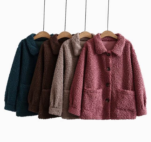 Jackets, Blazers - レディース 着る毛布 シンプル 大人可愛い 長袖 襟あり ボタン ポケット カジュアル ラフ マニッシュ ボーイッシュ スポーティー 防寒 ガーリー 主役級 個性的 無地 定番 韓国 オルチャン コーヒー ブルー バーガンディ レッド XL 2XL 3XL 4XL 送料無料
