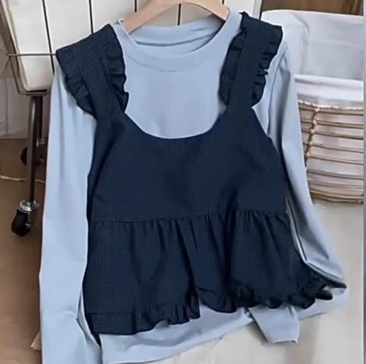 乐天商城 - レディース 2点セット Tシャツ 長袖 ラウンドネック 大人可愛い きれいめ シンプル カジュアル 上品 おしゃれ ヴィンテージ キュート ガーリー 個性的 モダン シフォン 主役級 フェアリー とろみ感 抜け感 ワンカラー S M L XL 送料無料