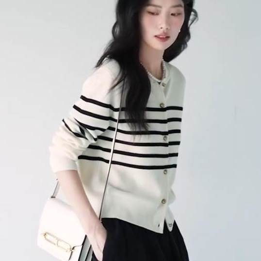 レディースカーディガン長袖ラウンド...