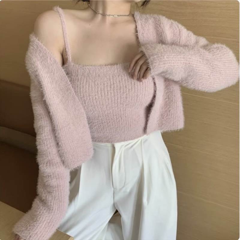 乐天商城 - レディース カーディガン ニット ショート丈 長袖 襟なし 前開き 伸縮性 大人可愛い きれいめ シンプル カジュアル 上品 おしゃれ お洒落 レトロ 大人女子 こなれ感 ラフ ラブリー キュート ガーリー ピンク ホワイト ブラック ライトブルー ブラウン S M L XL 送料無料