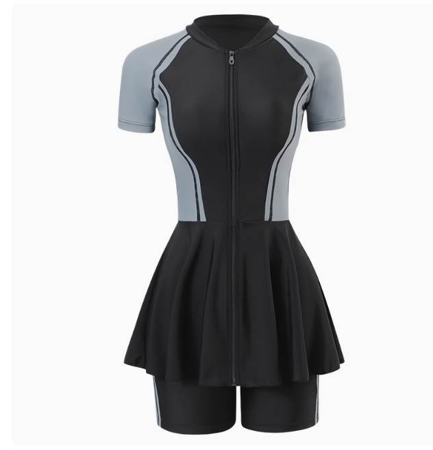 レディース 水着 きれいめ シンプル 無地 海 ジム 体型カバー 美脚 脚長 定番フィットネス ワンピース ..