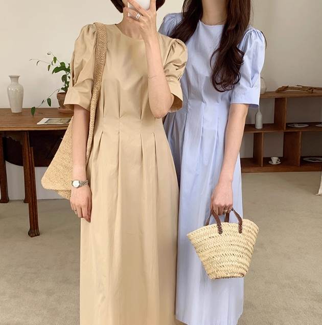 乐天商城 - レディース ワンピース フレア ミモレ ロング マキシ 半袖 Uネック ワイド フレア Aライン シフォン 薄手 かわいい 大人可愛い きれいめ シンプル カジュアル 上品 おしゃれ かっこいい レトロ アジアン エスニック エキゾチック こなれ感 ラフ メンズライク マニッシュ