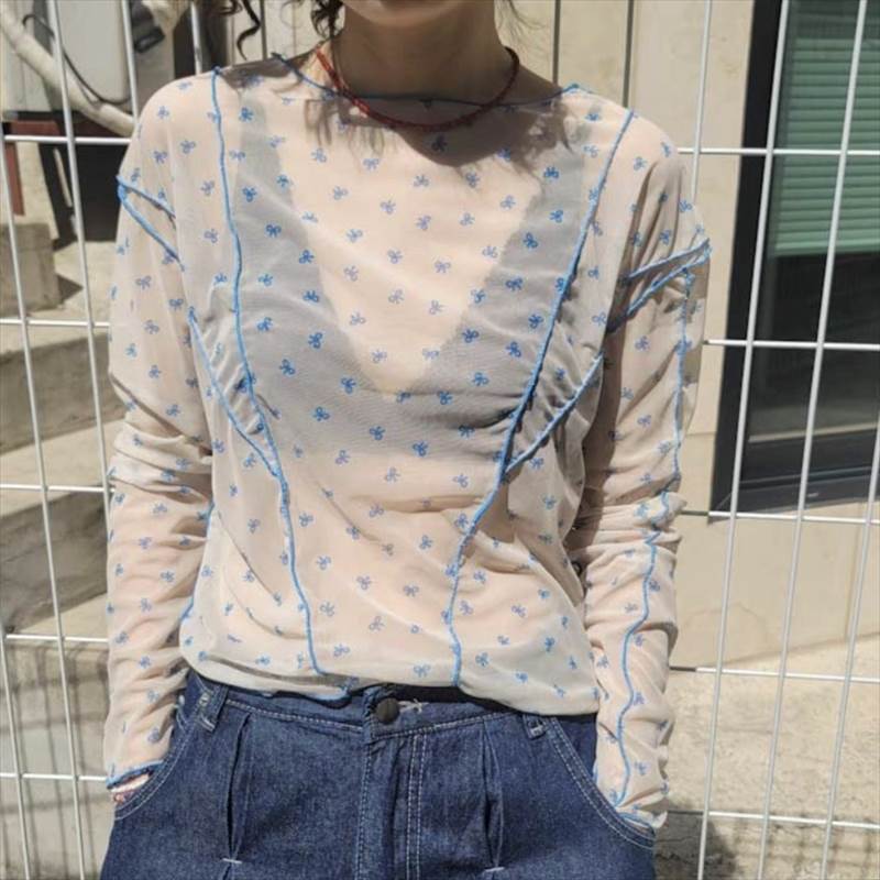 Rakuten - レディース トップス カットソー デート Tシャツ 白トップス ミディアム丈 袖あり 長袖 萌袖 ラウンドネック クルーネック 襟なし スリム タイト スマート 透け感 シースルー かわいい 大人可愛い きれいめ シンプル カジュアル 上品 おしゃれ お洒落 レトロ 大人女子