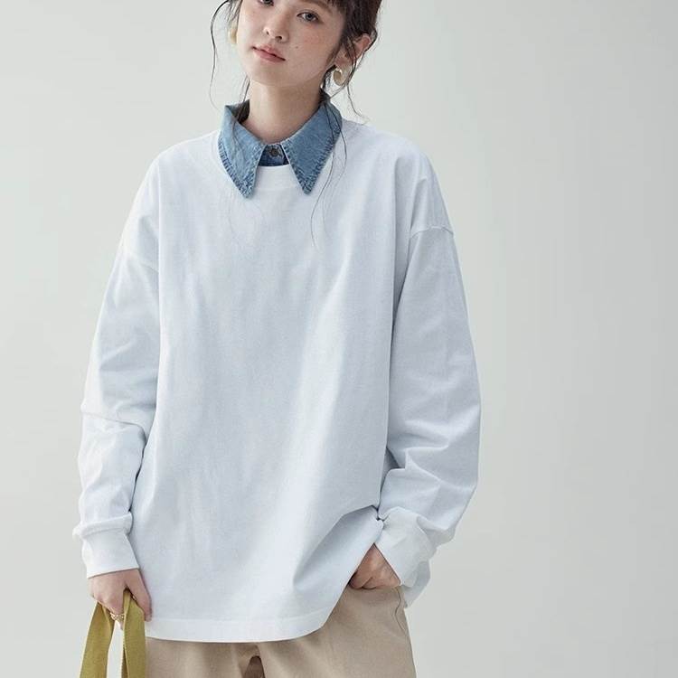 Rakuten - トップス カットソーTシャツ ロングTシャツ クルーネック プルオーバー ミディアム丈 かわいい 大人可愛い きれいめ シンプル 上品 おしゃれ かっこいい カジュアル こなれ感 個性的 ラフ 主役級 存在感 抜け感 春 秋 ベーシック ナチュラル メンズライク クール 無地