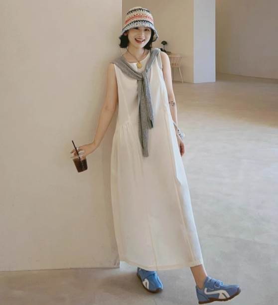 樂天商城 - レディース ワンピース ミモレ ロング 長袖 ストレート 薄手 かわいい 大人可愛い こなれ感 フラワー お泊まり パーティー リゾート 旅行 女子会 バカンス 楽ちん プチプラ 着回し