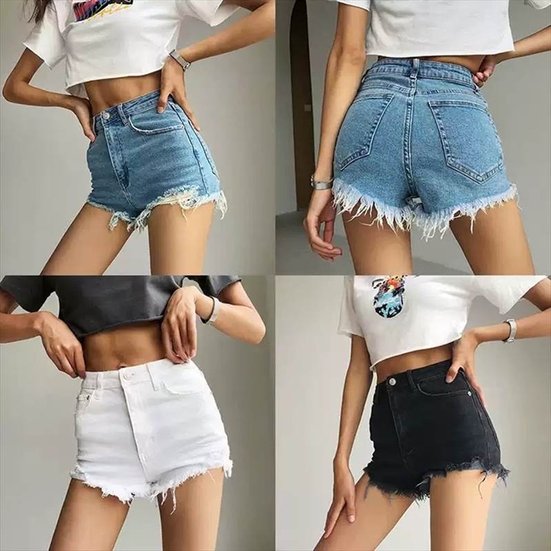 Rakuten - ホットパンツ デニム ダメージ ハイウエスト レディース パンツ ボトムス ショートパンツ ショート 膝上 ボタン ヴィンテージ アメカジ かわいい シンプル カジュアル おしゃれ かっこいい こなれ感 ラフ マニッシュ スポーティー ルーズ 個性的 クール 抜け感