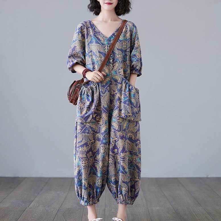 オールインワン オールインワンパンツ 5分袖 Vネック ポケット ジョガーパンツ かわいい 大人可愛い きれいめ シンプル 上品 おしゃれ かっこいい カジュアル レトロ こなれ感 個性的 主役級 存在感 抜け感 春 夏 ベーシック ナチュラル クール メンズライク 女性用