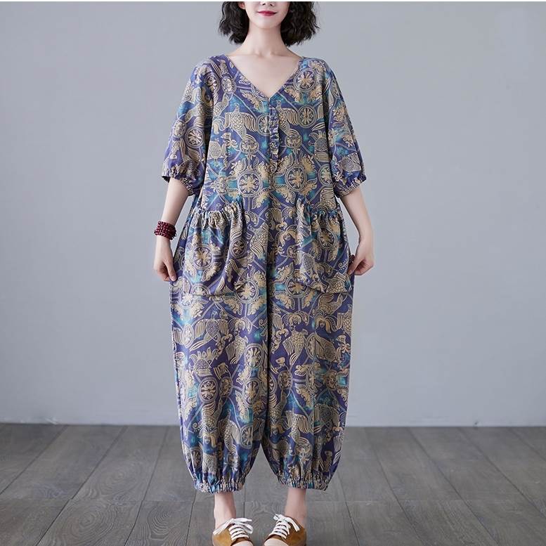 オールインワン オールインワンパンツ 5分袖 Vネック ポケット ジョガーパンツ かわいい 大人可愛い きれいめ シンプル 上品 おしゃれ かっこいい カジュアル レトロ こなれ感 個性的 主役級 存在感 抜け感 春 夏 ベーシック ナチュラル クール メンズライク 女性用