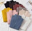 レディース トップス ニット ファスナー Iライン フェミニン 薄手 かわいい 大人可愛い きれいめ シンプル カジュアル 上品 おしゃれ かっこいい レトロ ...