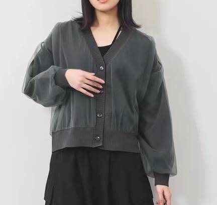 樂天商城 - レディース カーディガン プルオーバー ミニ ショート Vネック 大人可愛い きれいめ シンプル カジュアル 上品 おしゃれ かっこいい レトロ アジアン エスニック エキゾチック ラフ メンズライク マニッシュ ボーイッシュ グレーブラック フリーサイズ 送料無料